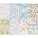 JMEOWIO Nagelsticker Schmetterling 8 Blätter Nagelaufkleber Selbtklebend Blau Schwarz Gold Schmetterling Nail Art Dekoration Nagel Design Zubehör