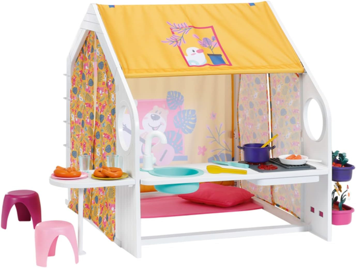 BABY born domeček pro panenky, víkendový domeček se světelnou a zvukovou funkcí, otevírací boční panely, dřez, gril a mnoho doplňků, 832752, Zapf Creation