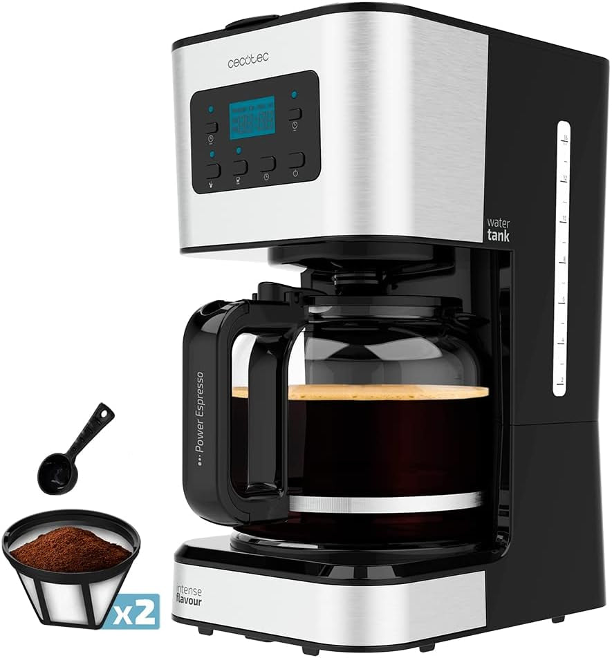 Espresso s filtrem Cecotec Coffee 66 Drop and Touch, výkon 950 W, 1,5 l, 12 šálků, dotykový displej, skleněná karafa, 24hodinový časovač, 6 spínačů, opakovaně použitelný síťový filtr