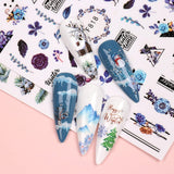 10 Blatt Nagelsticker Weihnachten Nagelaufkleber Selbstklebend Bule White Pine Tree Rentier Samolepka na nehty Dekoration Nageldesign Zubehör