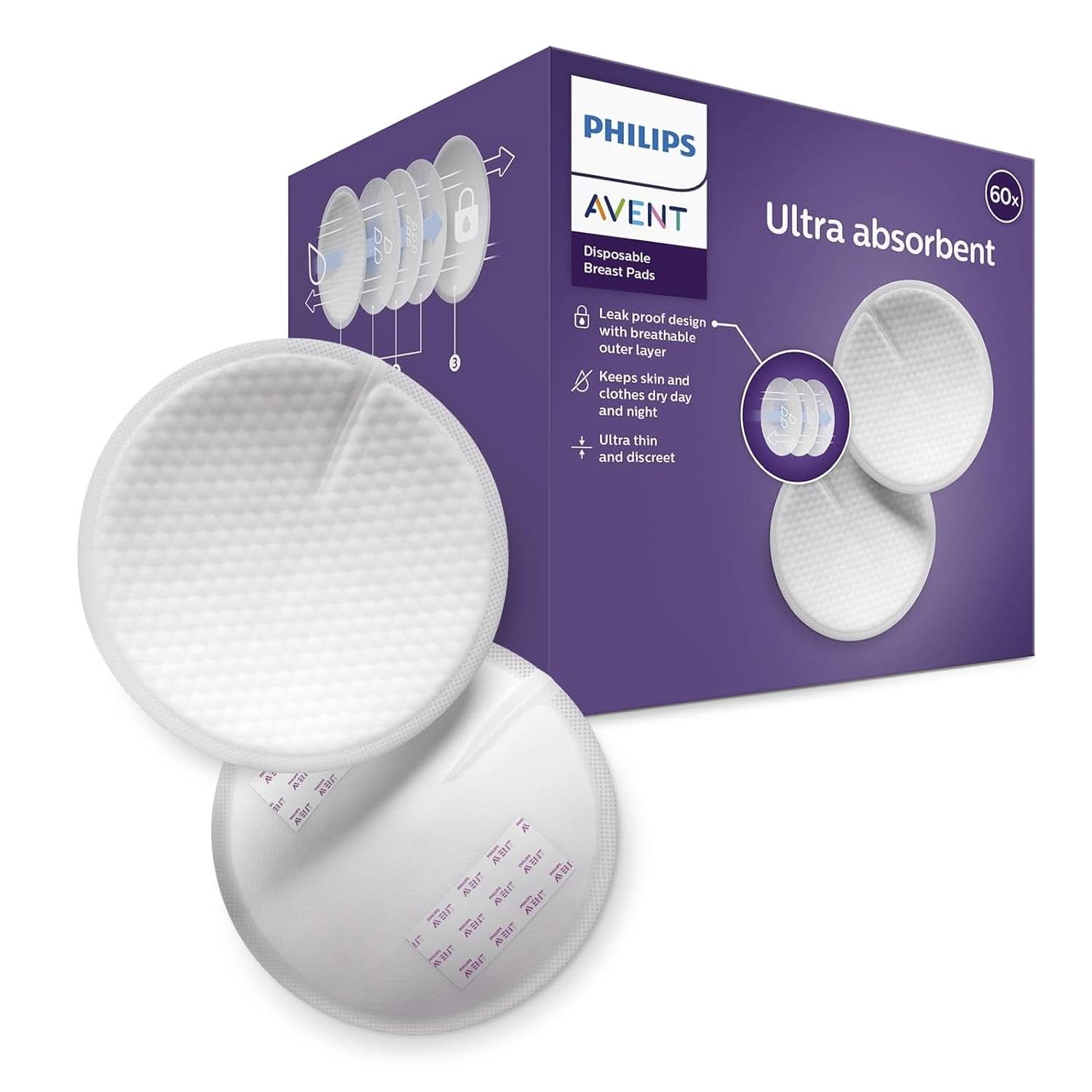 Philips Avent Einweg-Stilleinlagen, Ultra-Komfort Und Sicherheit, 60 Stück, Weiß (Modell SCF254/61) Příslušenství Jídlo a kojení Bebe Naty Shop