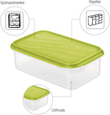 Rotho Rondo dóza na potraviny 1,5l s víkem, plast bez BPA (PP), průhledná/zelená, 1,5l (24,0 x 16,0 x 7,5 cm) Dózy na potraviny Naty Shop