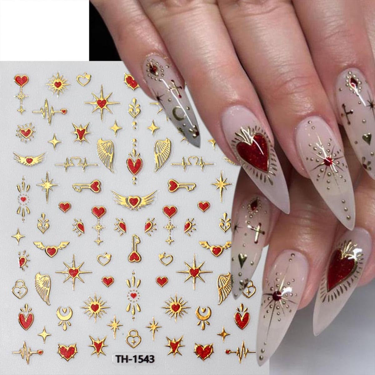 JMEOWIO Nálepka na nehty Mond Stern 10 Blatt Nálepka na nehty Selbtklebend Nagelaufkleber Dekoration Nageldesign Zubehör