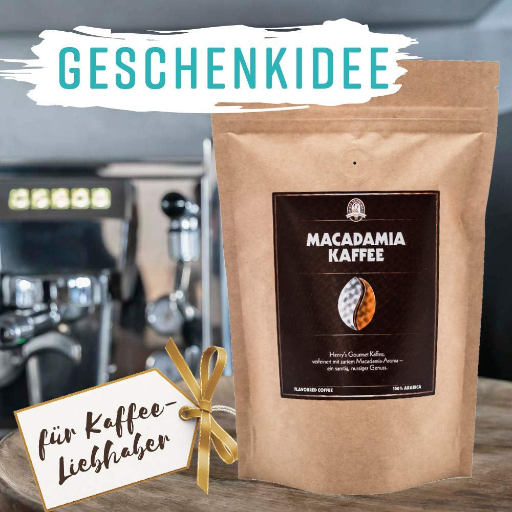 Henry's Macadamia Coffee 1000g - naše rafinovaná gurmánská káva s nejlepšími příchutěmi - řemeslně pražená - prémiová kávová zrna