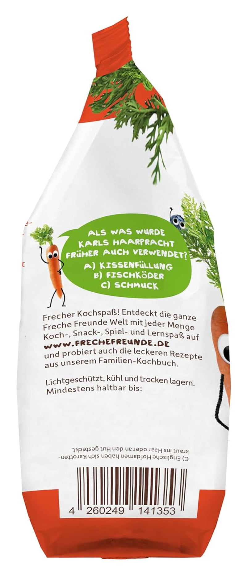 Freche Freunde Bio zeleninové nudle 'mrkev' 25% obsah zeleniny Vegan 6 balení (6 x 300 g)