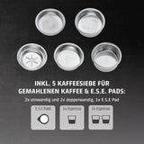 CASO EspressoGourmet Crema - espresso kávovar Portafilter s napěňovačem mléka, espresso, cappuccino, nerezový portafiltr, pumpa ULKA 20 bar, kávovar, mletá káva, kapsle ESE
