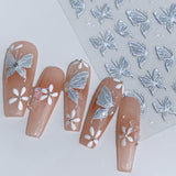 Aurora Muschel Schmetterling Samolepka na nehty Weiß Schmetterlinge Samolepka na nehty Gelee Relief Butterfly Nagelaufkleber Y2K Butterflies Nagel Sticker Nägel Nageldesign Nagel Zubehör Samolepky na nehty Nailart