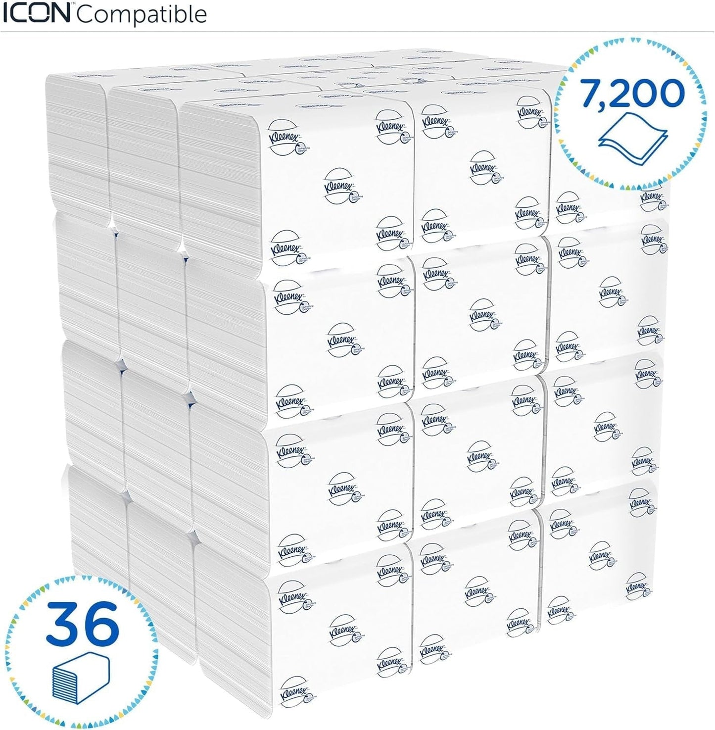 Jednolistový toaletní papír Kleenex 8408, dvouvrstvý toaletní papír ve velkých baleních, vyrobený z papíru s certifikací Fsc, 36 balení X 200 listů (7 200 listů)
