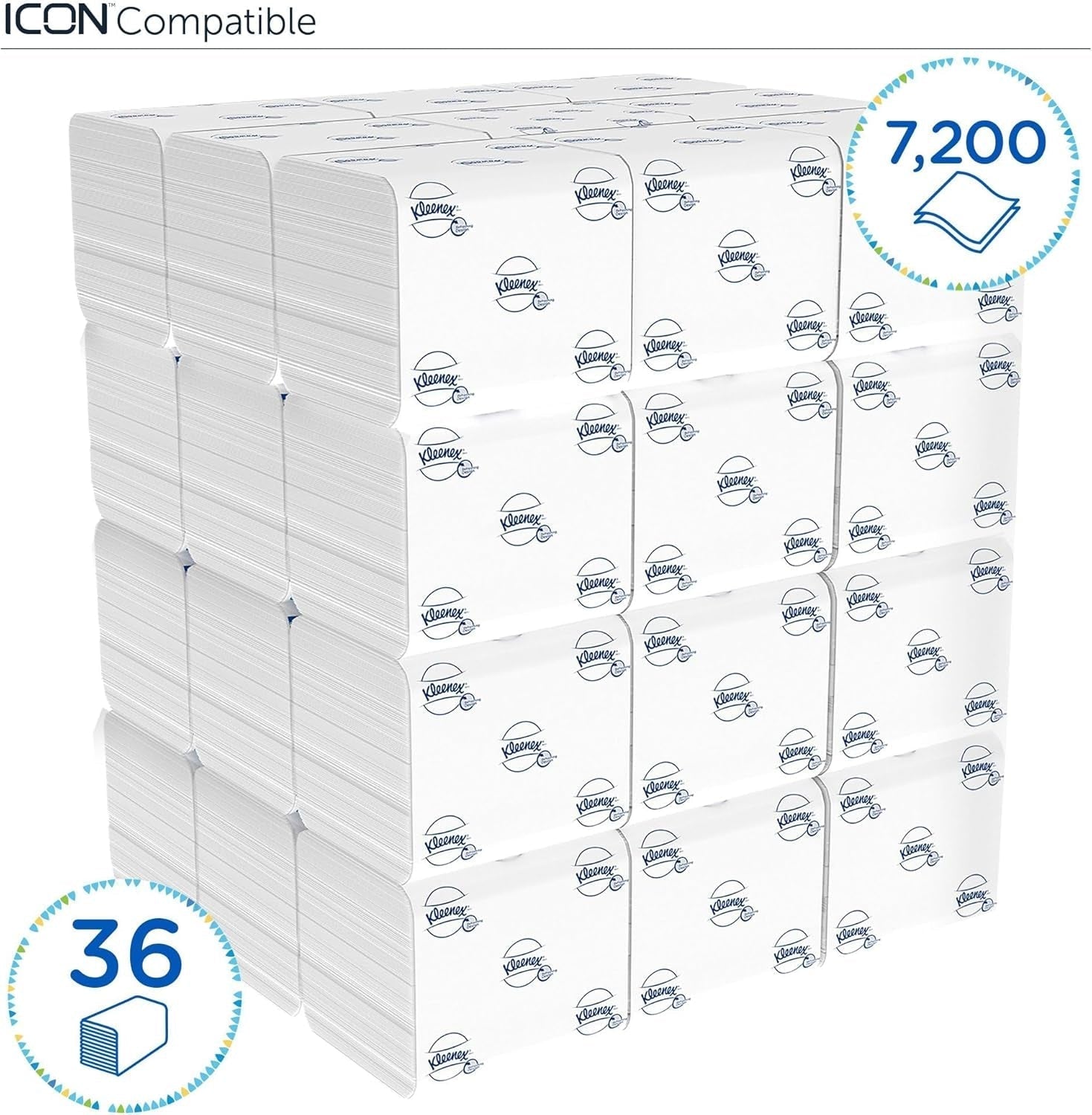 Jednolistový toaletní papír Kleenex 8408, dvouvrstvý toaletní papír ve velkých baleních, vyrobený z papíru s certifikací Fsc, 36 balení X 200 listů (7 200 listů)