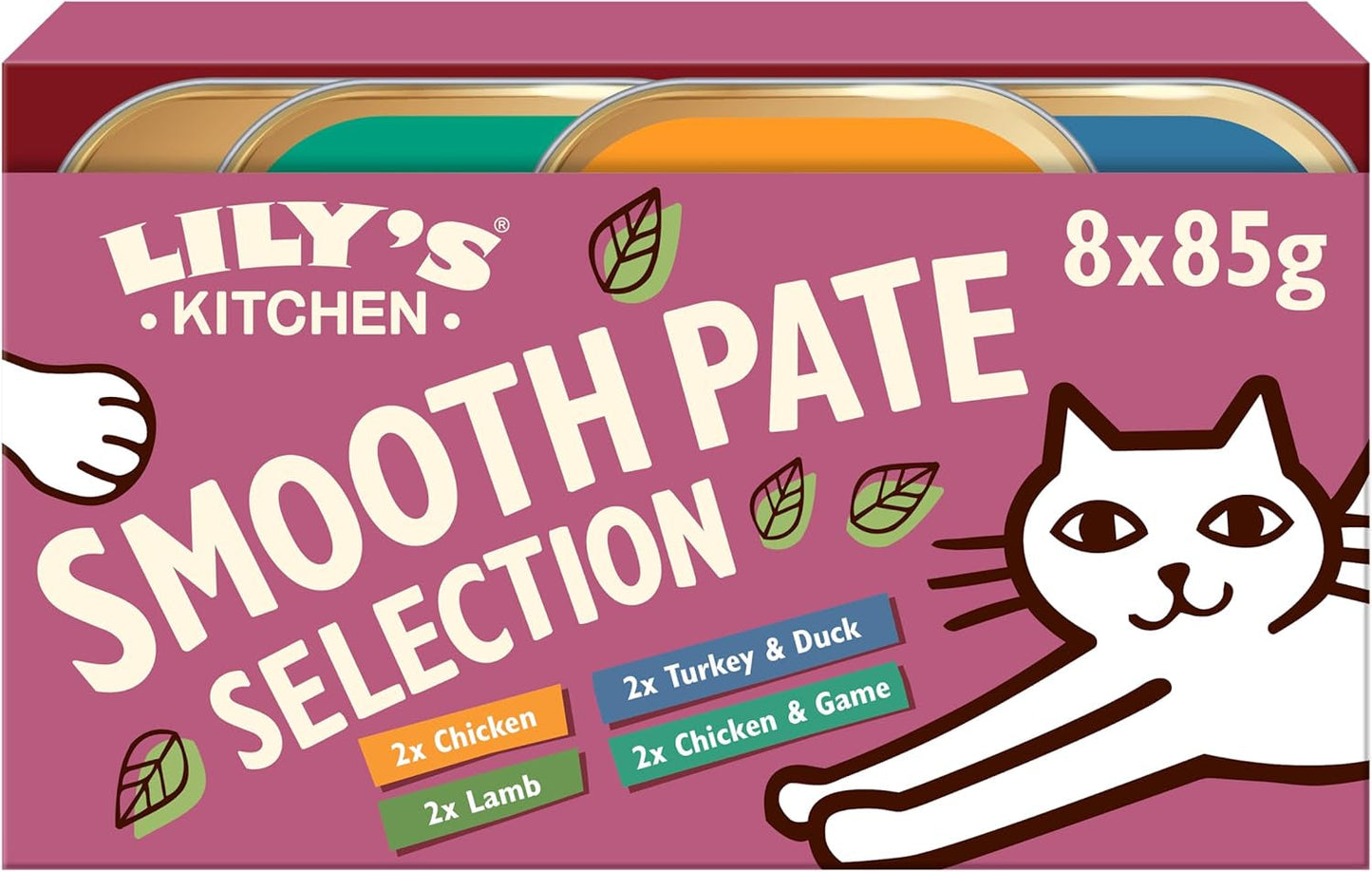 Lily's Kitchen Natural Wet Tender krmivo pro kočky pro dospělé kočky, podnosy, recepty bez obilovin, sortiment (32 podnosů x 85 g)