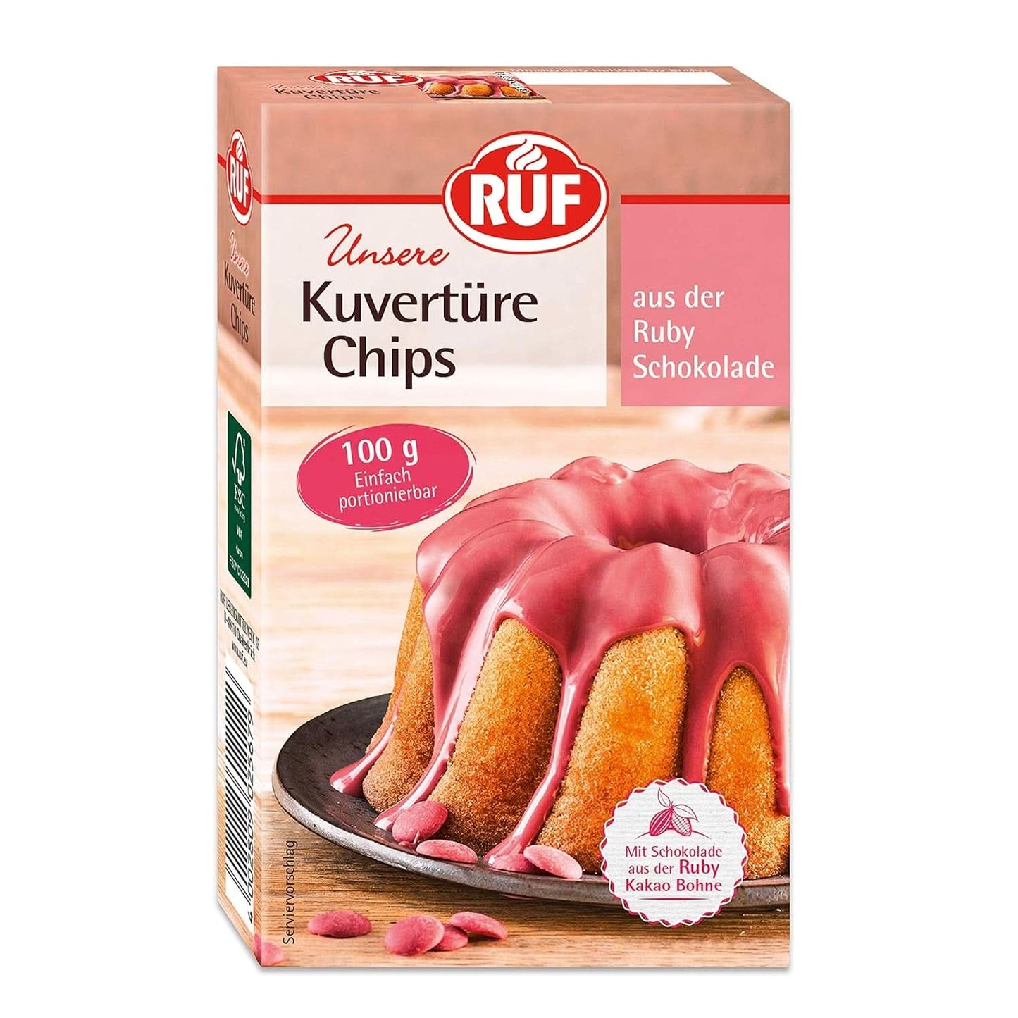 RUF Couverture Chips Ruby, 100 gramů Glazes and Decor Naty Shop 100 gramů Ruby