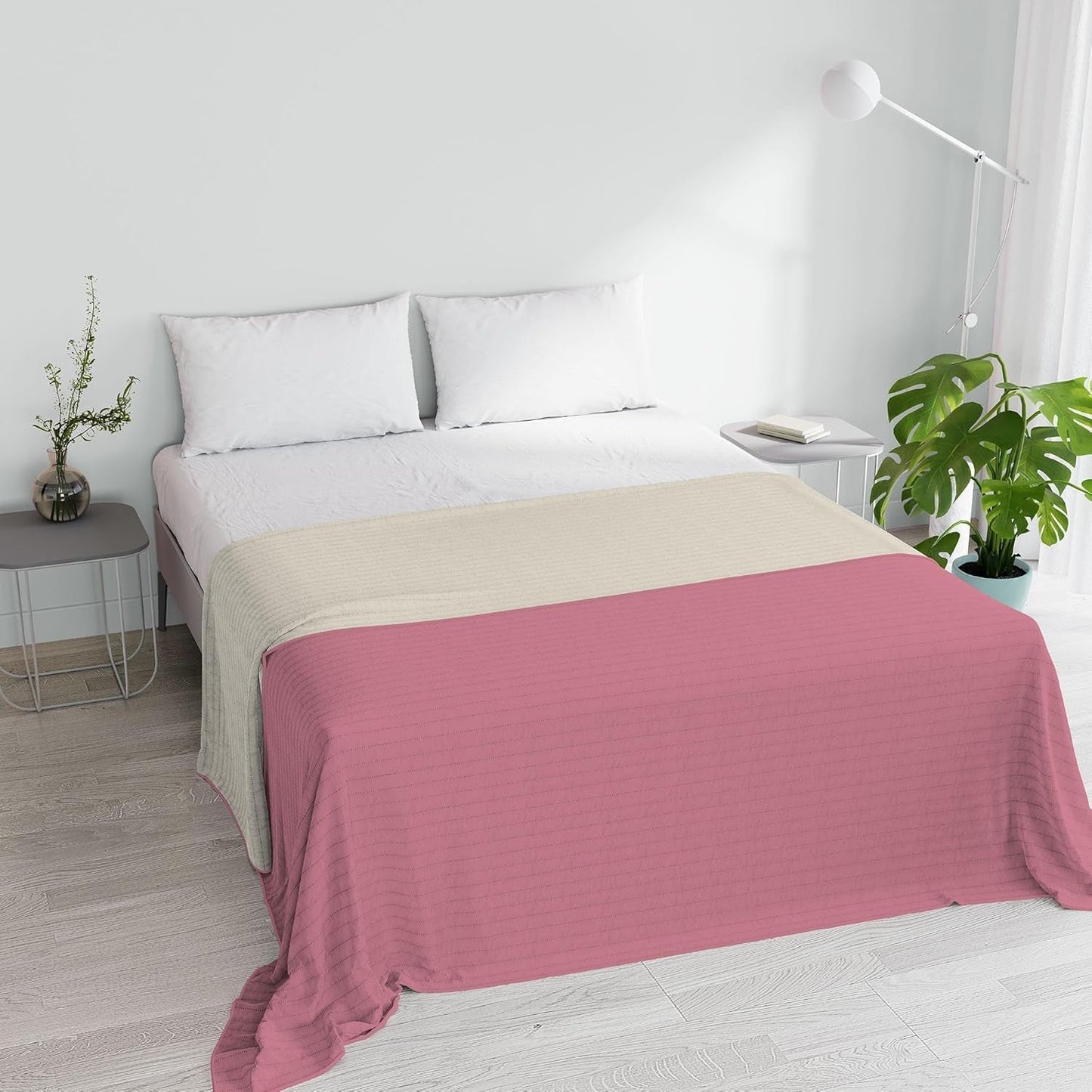 Oranžová/rez Letní přikrývka z mikrovlákna na dvojlůžko 250 X 250 Cm Přikrývky a přikrývky Naty Shop Růžová/krémová Manželská 250X250Cm