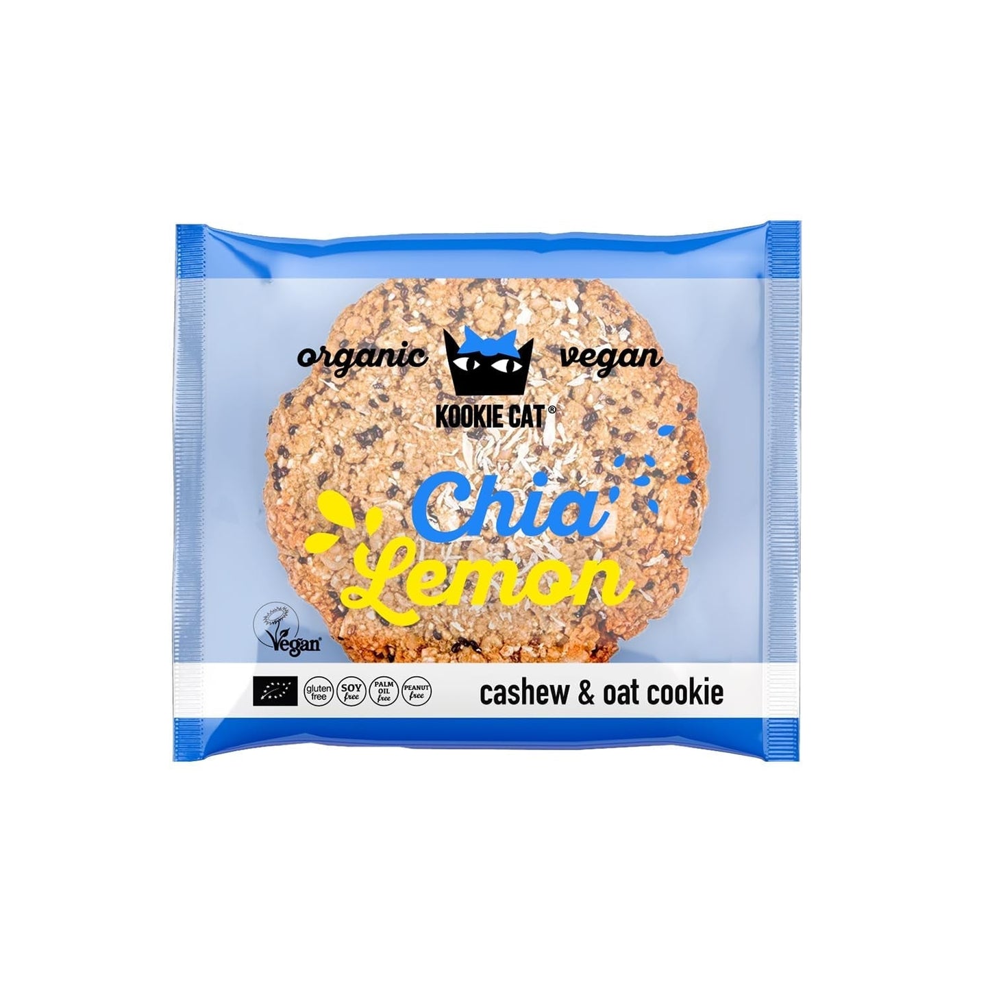 Chia a citron – jednotlivě balené veganské sušenky, bez lepku, bez sóji, bio, kešu a oves – 12 x 50 g multipack