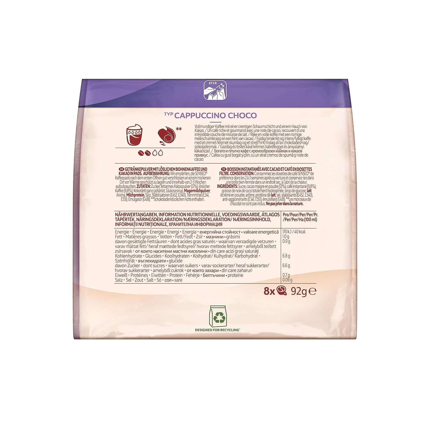 Senseo Pads Cappuccino Choco, 5 x 8 Getränke, 40 kaffeepadů