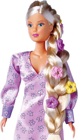 Simba 105733640 - Steffi Love Flower Hair, panenka s extra dlouhými vlasy, obsahuje 6 spon, doplněk do copu a hřeben, 29 cm, věk 3+