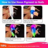 Neon Phosphor Pigment Pulver Für Nägel Lidschatten - 12 barev Neon Nagel Glitzer Augenpulver Maniküre Halloween Neon Make-up Dekoration Nail Art Staub Pigment