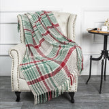 G Lake Orange kostkovaná deka Throw Akryl Měkký oboustranný barevný přehoz s třásněmi Dárek pro vánoční dekorace 127 Cm Š X 170,2 Cm L-Dýňová oranžová Postele a deky G Lake Christmas Color 50" Š X 67" L