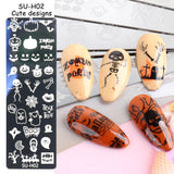 JMEOWIO Šablony na razítkování nehtů Halloween 6 Stück Nagelstempel Šablony Nail Art Dekorace Nageldesign Zubehör Böse Gruselige Kürbis-Geisterhexe