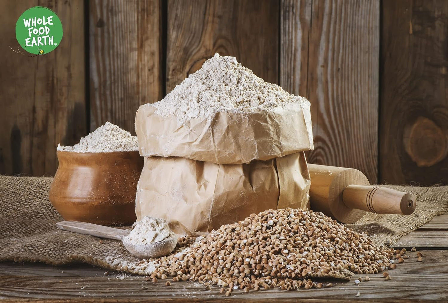 Pohanková mouka celofood Earth BIO 1kg | Krutý | Bez GMO | Vegan | Certifikované organické