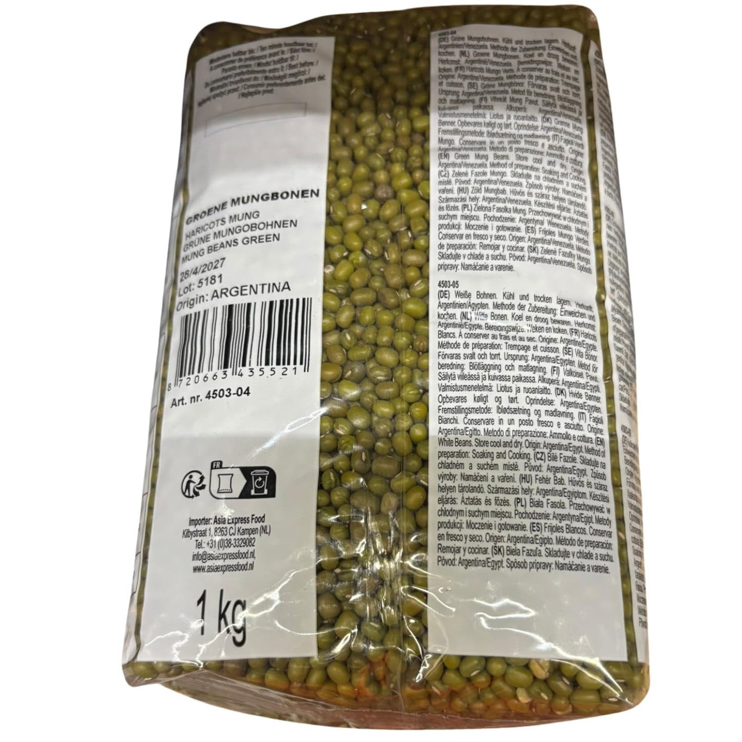 AFROASE - zelené fazolky mungo - 1 x 1 kg (balení 2 ks)