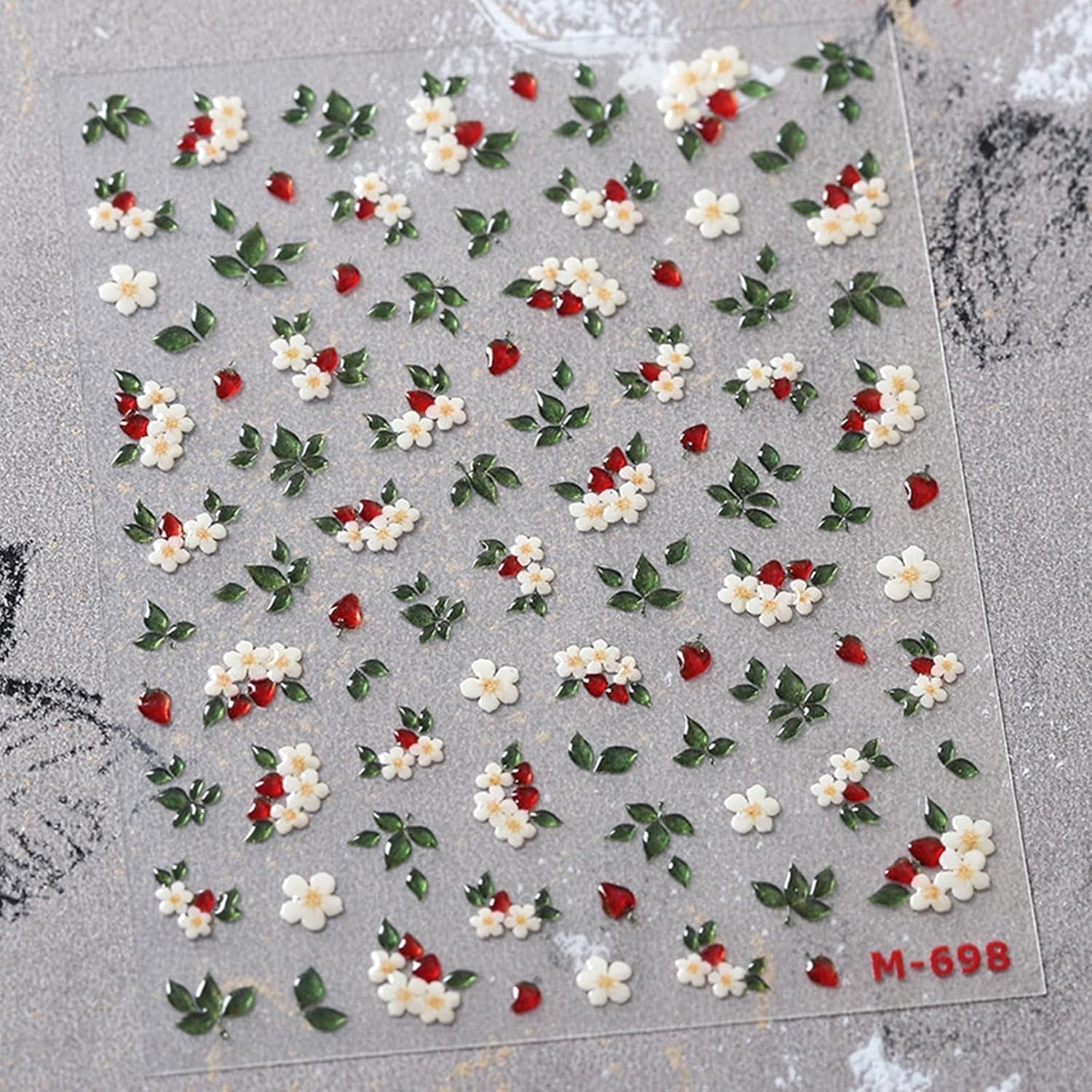 JMEOWIO 3D Nálepka na nehty Blume Nerdbeerenail Art Sticker Selbstklebend Nagelaufkleber 5D Stereoskopická dekorace Nageldesign Zubehör 1 Blatt