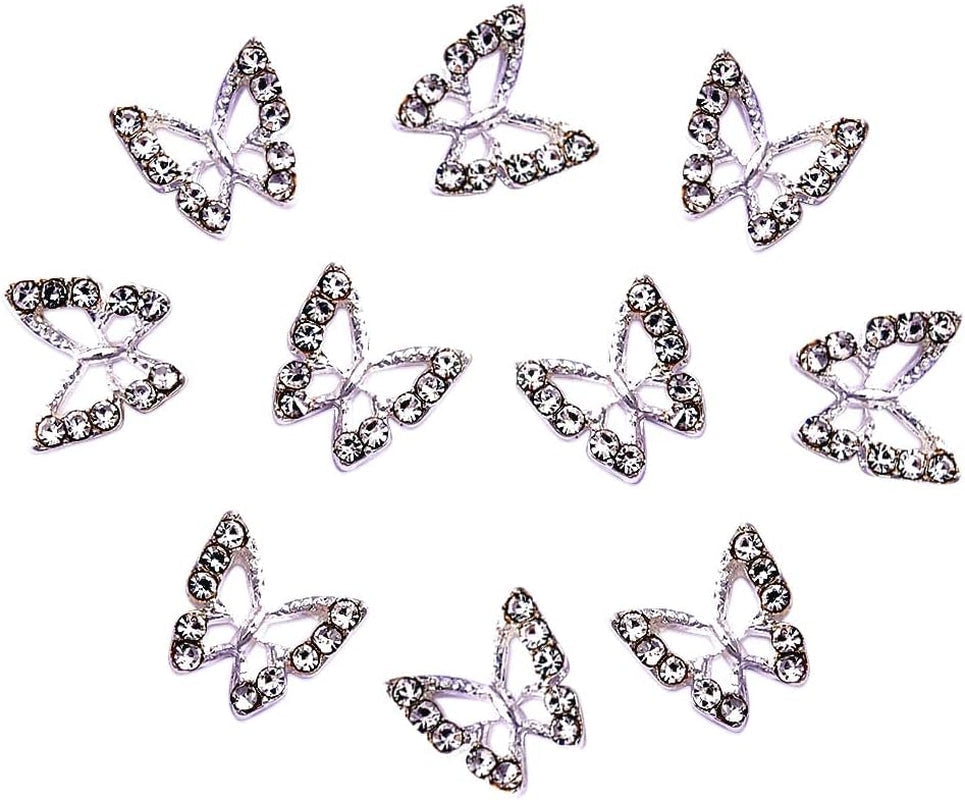10 kusů slitiny Butterfly nail Charms Kovové nail art přívěsky pro diamanty nehty drahokamy zdobení nehtů zdobení nehtů výroba šperků