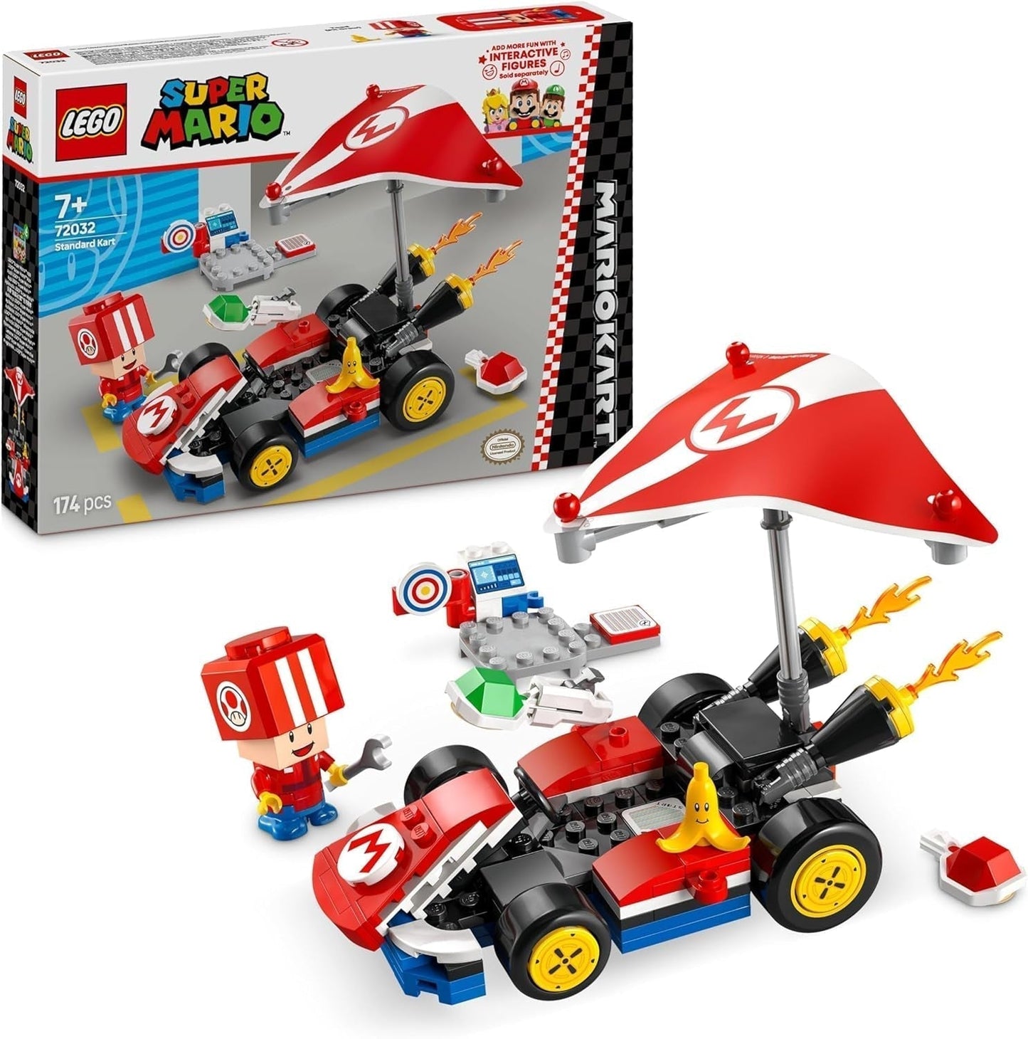 LEGO Super Mario: Mario Kart – standardní motokára, kolekce Nintendo, dárek pro děti, umožňuje chlapcům, dívkám a hráčům ve věku 7 let hrát samostatně, dobrodružná hračka s figurkou ropucha 72032 Stavebnice Besuche den LEGO-Store Výchozí název