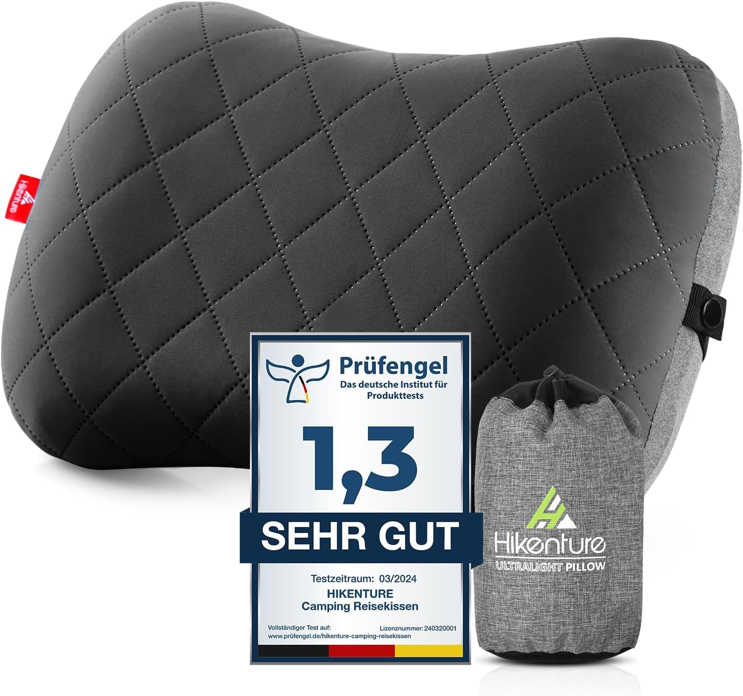 HIKENTURE nafukovací kempingový / cestovní polštář s odnímatelným potahem polštáře, ergonomický polštář, pohodlný polštář na krk pro cestování / outdoor, nafukovací cestovní polštář na krk (zelený) ... Krční ortopedické polštáře Naty Shop Black