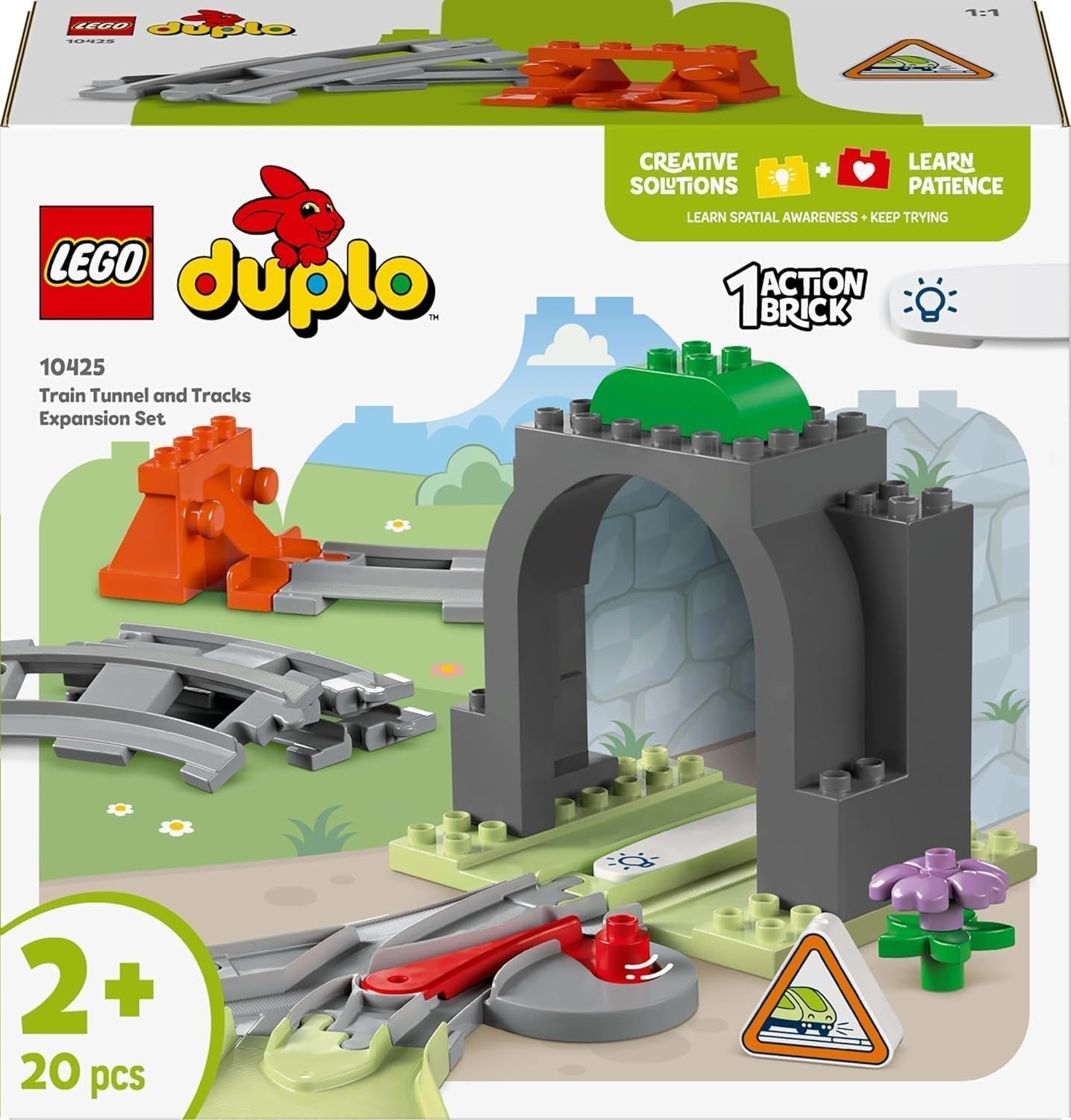 LEGO DUPLO Městský železniční tunel a koleje – rozšiřující sada, dárek pro batolata, podporuje zručnost, herní sada pro 2leté fanoušky vozidel, kreativní výuková hračka 10425 Stavebnice Besuche den LEGO-Store