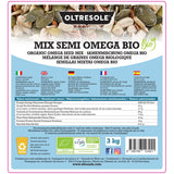 Bio Omega Seed Mix 3 kg (směs dýňových, slunečnicových a lněných semínek), směs 3 celých syrových olejnatých semen, bohatá na bílkoviny, vlákninu a omega-3 mastné kyseliny