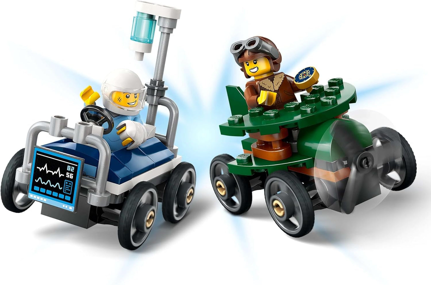 LEGO City Airplane vs. Sada závodního auta pro nemocniční postel - Hračka na mýdlo pro chlapce a dívky od 5 let - Stavebnice se 2 minifigurkami - Dárek k narozeninám a svátku 60459 Stavebnice Besuche den LEGO-Store