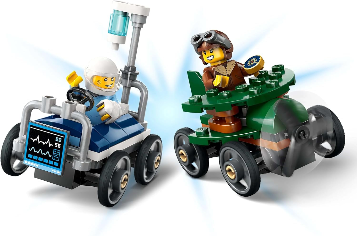 LEGO City Airplane vs. Sada závodního auta pro nemocniční postel - Hračka na mýdlo pro chlapce a dívky od 5 let - Stavebnice se 2 minifigurkami - Dárek k narozeninám a svátku 60459 Stavebnice Besuche den LEGO-Store