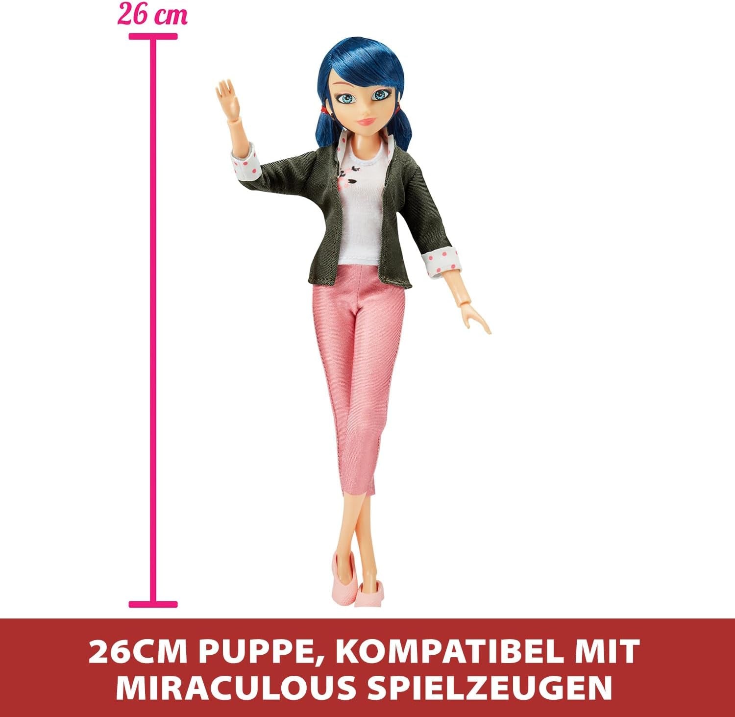BANDAI - Miraculous Ladybug - Módní panenka Marinette a Ladybug - 26cm kloubová panenka se 2 outfity - Kloubová panenka Miraculous Toy - Hračka pro děti od 4 let - P50355