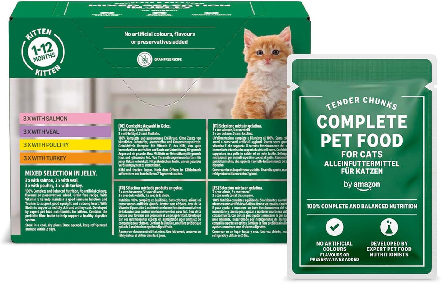 Amazon Mixed Selection Mokré krmivo pro mladé kočky v želé 1,2 kg (12 100g sáčků)