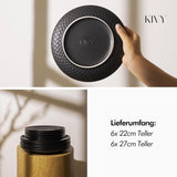 KIVY Geschirrset 6 Personen[Kratz & Spülmaschinenfest] 6x27cm + 6x22cm - Teller Set 12dílný moderní - Geschirr Set - Kombiservice - Geschirrset - Teller Set Schwarz - Teller Schwarz Matt