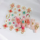 JMEOWIO 3D Nálepka na nehty Colorful Flower Nail Art Nálepka Selbstklebend Nagelaufkleber 5D Stereoskopické Jaro Léto Květinová dekorace Nageldesign Zubehör 4 Blatt