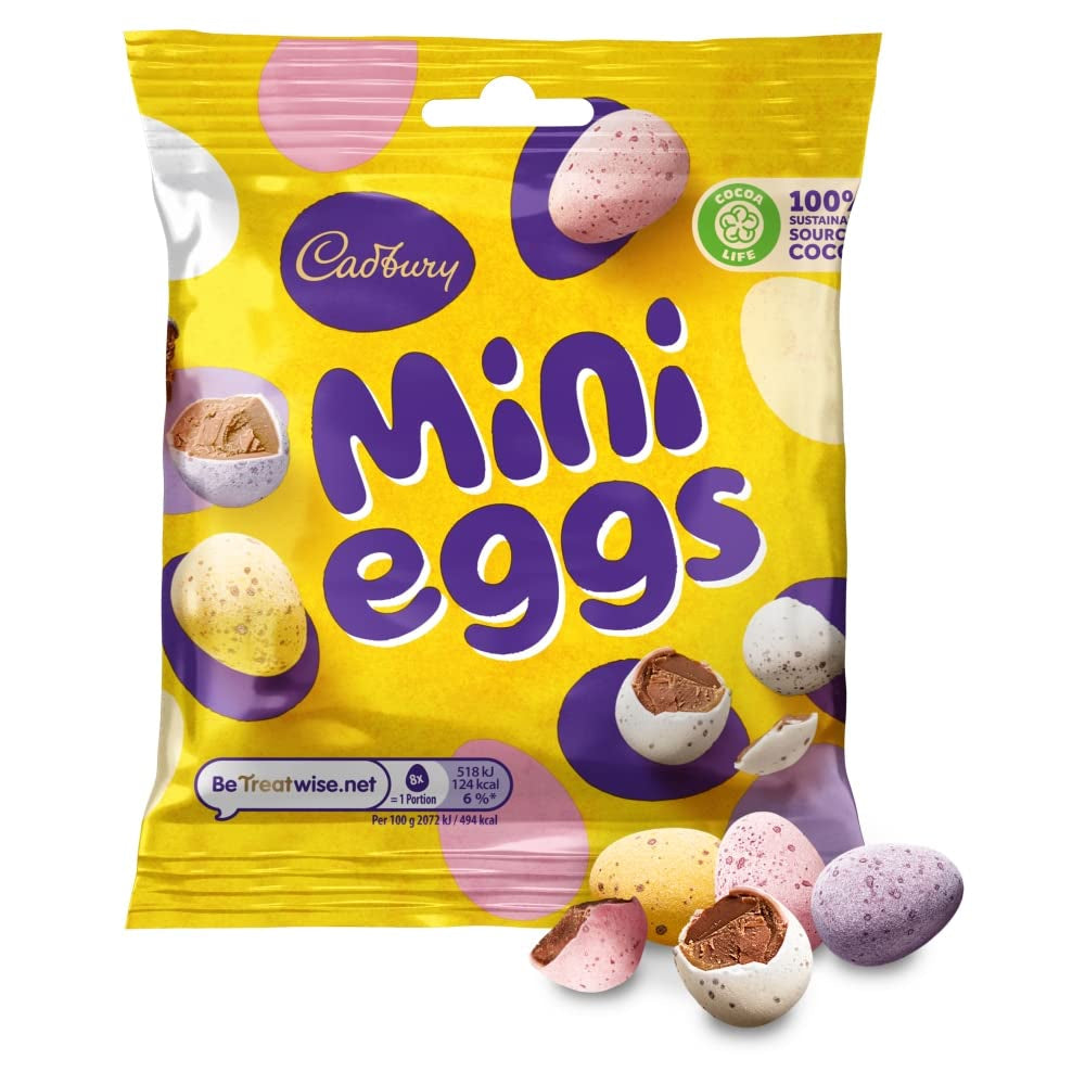 Pevný sáček malých čokoládových vajíček (80 g) v křupavém tácku na cukr (velikonoční formy)