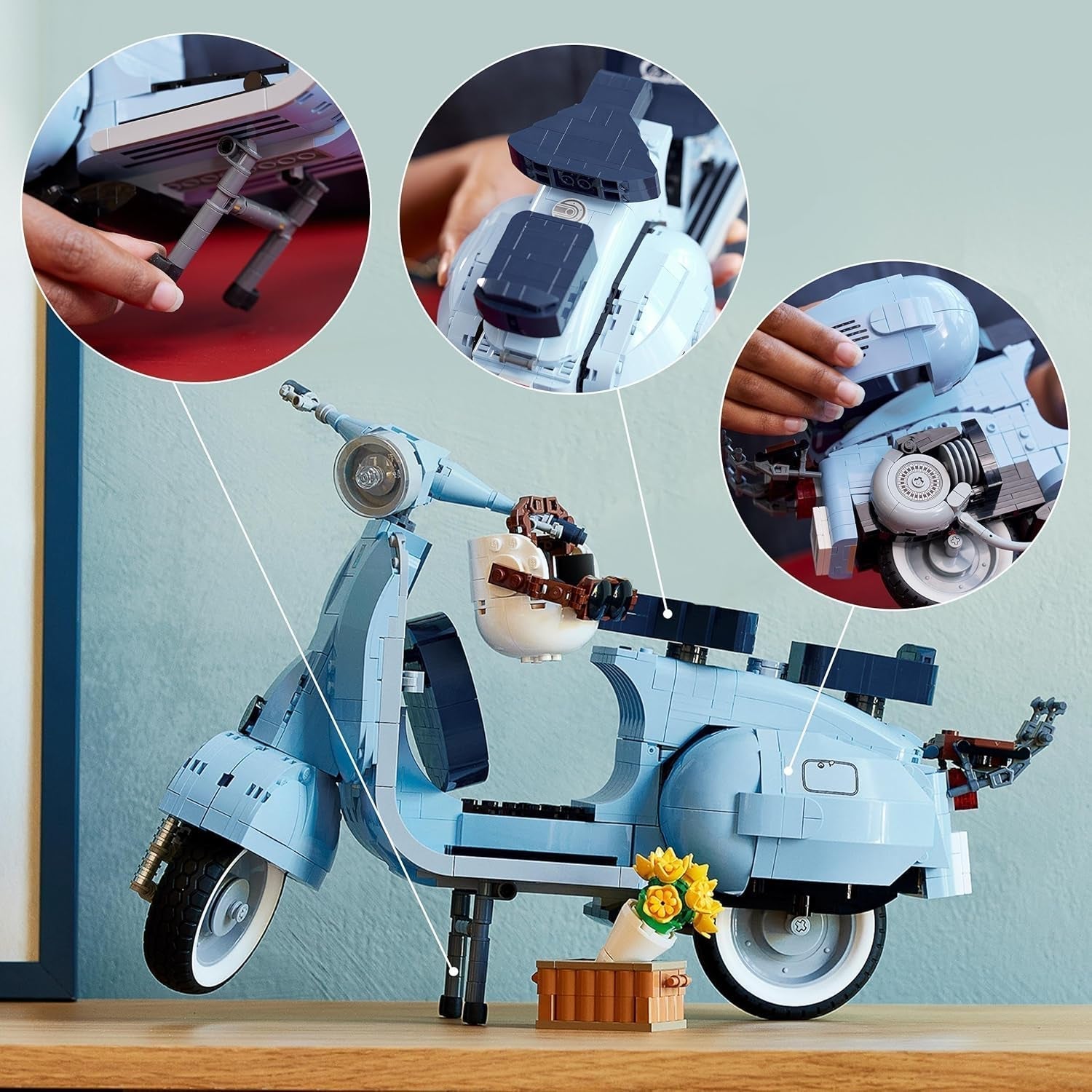 LEGO Icons Vespa 125, sestavitelný model motocyklu, historický italský skútr, modelová sada pro dospělé, výstavní kousek jako dekorace pokoje, dárky pro ženy a muže 10298 stavebnic Besuche den LEGO-Store