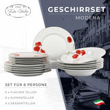 Sada nádobí pro 6 - 18 kusů - Porcelánová sada nádobí - Sada bílého nádobí - Sada mís a talířů - Moderní nádobí - Talíře - Obsluha - Sada nádobí pro 6