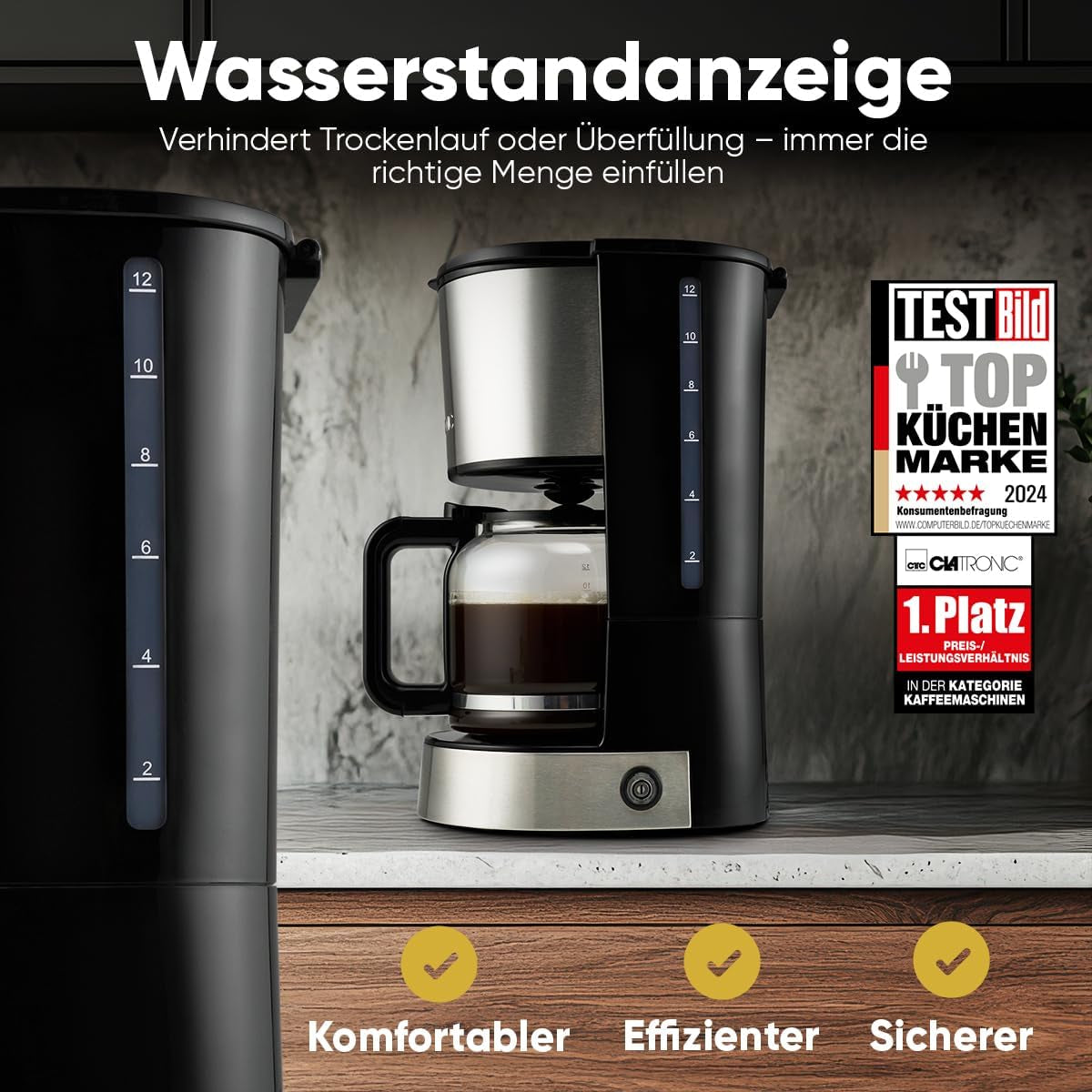 Kávovar na espresso s filtrem Clatronic® | na 12-14 šálků | Kávovar na espresso s filtrem | Pouzdro z nerezové oceli | Proti kapání | Espresso | Kávovar na espresso s filtrem | 800W | KA 3808
