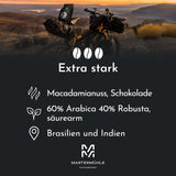Espresso Martermühle Bike 500g Strong | Arabica/Robusta | Příchutě: Makadamové ořechy, mléčná čokoláda | Světle pražená celá zrna espressa, nízká kyselost