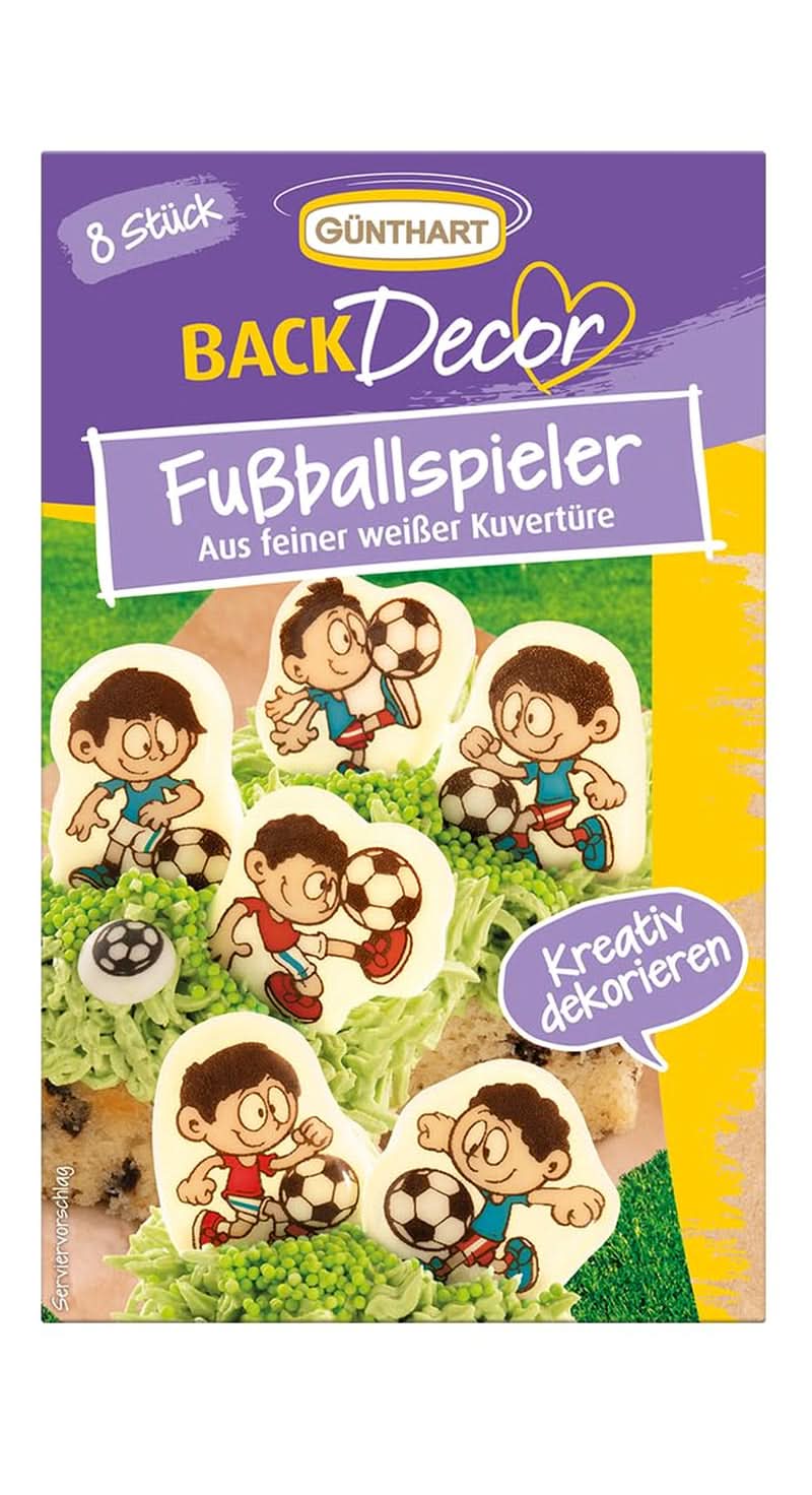 Günthart Backdecor 12 Cukrových fotbalových hráčů a fotbalových míčů, 21 gramů Naty Shop Čokoládový fotbalista