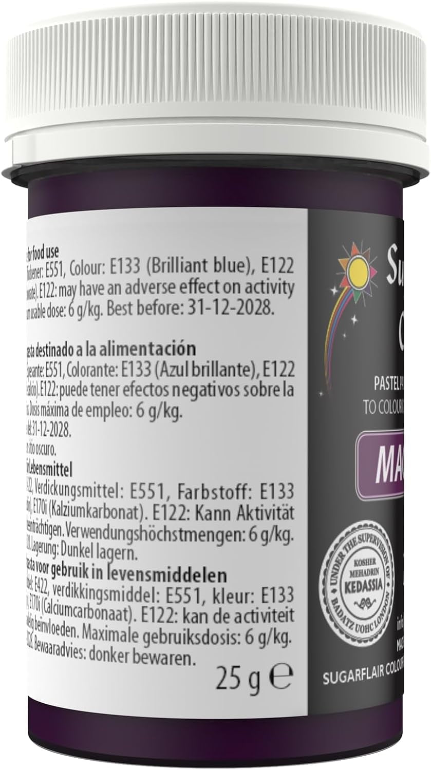 Sugarflair Pasta Potravinářské barvivo pastelově purpurové, potravinářské barvivo na těstoviny, fondán a marcipán, spektrální koncentrované barvy - 25 g
