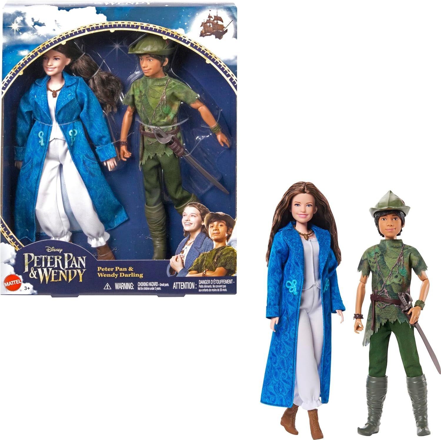 DISNEY Peter Pan & Wendy – Mobil s typickým oblečením a odnímatelnými doplňky, kalhoty z měkké látky, pro zopakování oblíbených scén nebo kreativní hru, pro děti od 3 let, HNY36 Naty Shop Dolls Výchozí název
