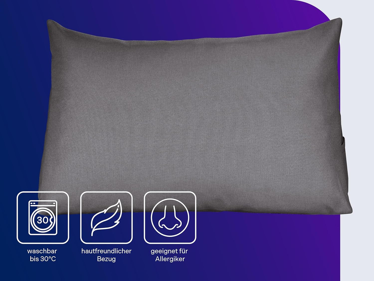 Polštář na čtení Traumnacht Cozy Back Cushion, 70 x 40 cm tmavě šedý, snímatelný a pratelný potah ze 100% polyesteru, praktická boční kapsa, certifikováno Oeko-Tex, vyrobeno podle německých norem kvality