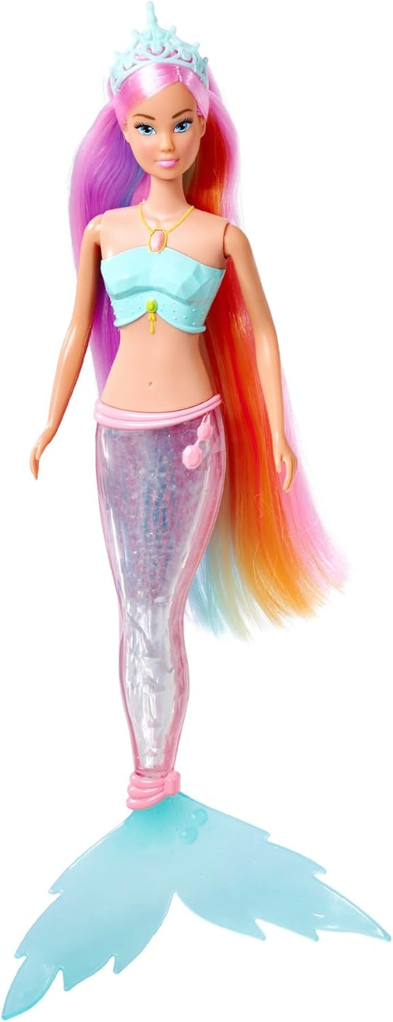 Steffi Love Magic Rainbow Mermaid, Mořská panenka s funkcí Magic Rainbow Light a extra dlouhými vlasy, 39 cm, věk 3+