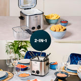 Princess 182611 Mini Fondue Fritéza - Rychlý ohřev - Pachový filtr - Kapacita 1,2 litru, Stříbrná domácí spotřebiče Naty Shop