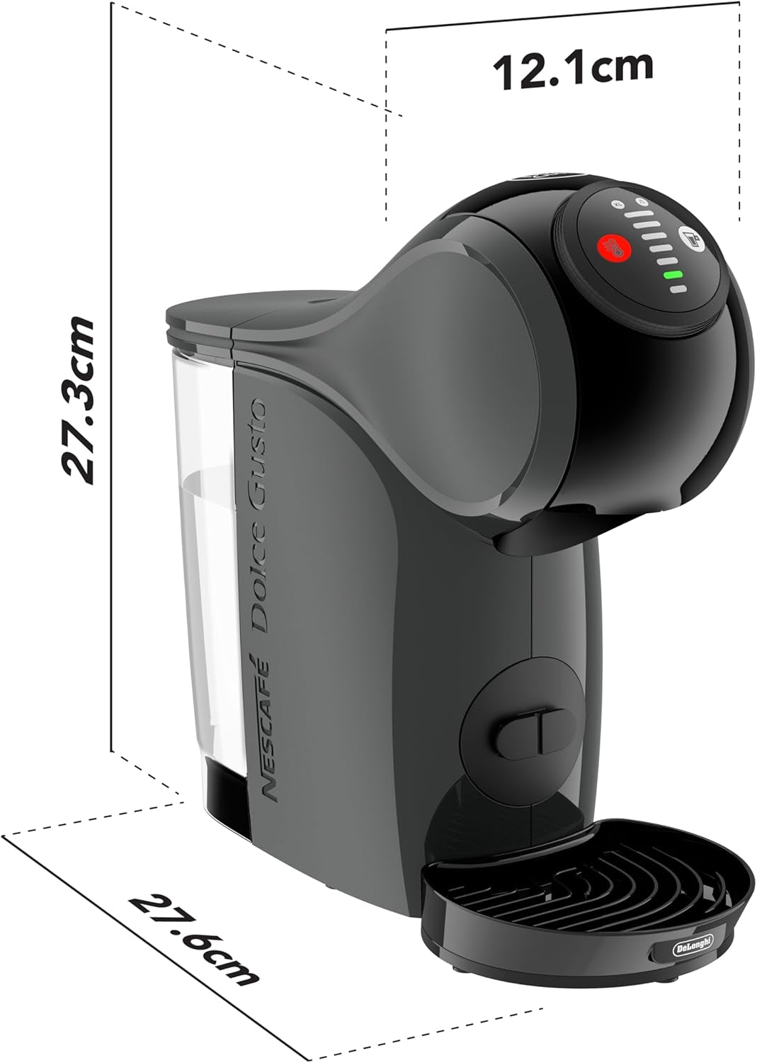 NESCAFÉ DOLCE GUSTO DeLonghi Dolce Gusto Genio S EDG226.A, kávovar na espresso na kapsle včetně 3 kapslí, kompaktní design, nastavitelná odkapávací miska, 0,8 l, vyjímatelná nádrž na vodu, 1470 W, Antracit