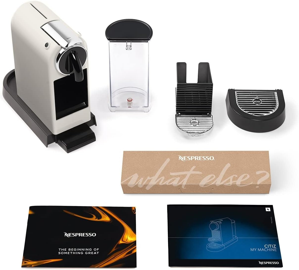 Nespresso EN167.W Citiz kávovar na kapsle, vysokotlaká pumpa a ideální regulace teploty, bez Aeroccino (napěňovač mléka), funkce úspory energie, 1260 W, krémově bílá, 37,4 x 11,9 x 25,5 cm
