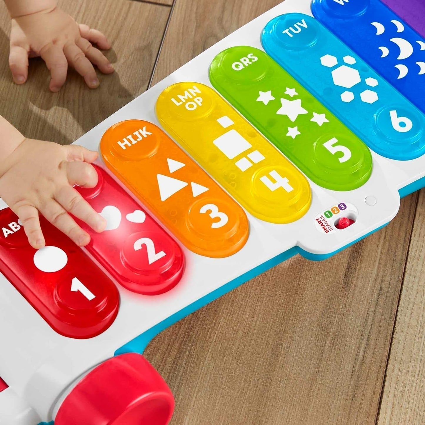 Fisher-Price Light-up obří xylofon - elektronický hudební nástroj k tahání s písničkami s učebním obsahem, pro děti, batolata od 9 měsíců, vícebarevné, verze: francouzská, HJK40 Jucarii Bebe Naty Shop